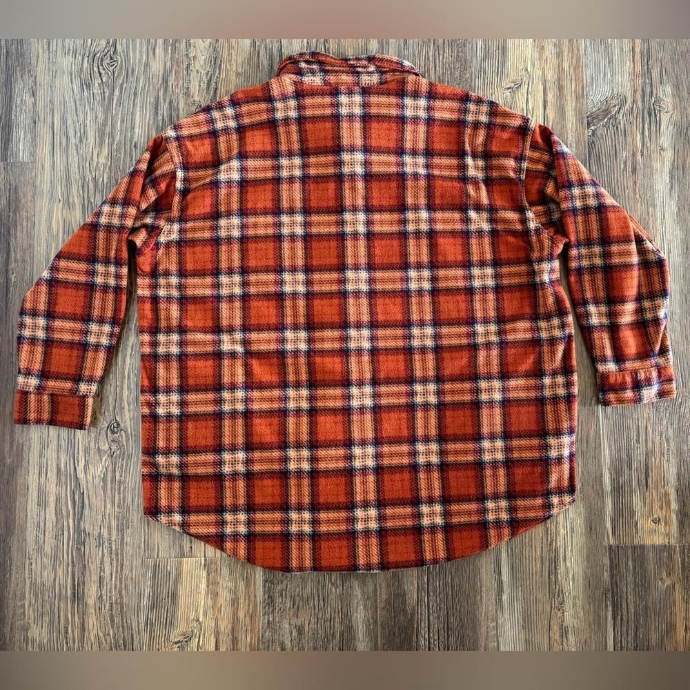 Maurices Wilder Orange Plaid Fleece Shacket Shirt Jacket Size 2X Button Front - Picture 2 of 7